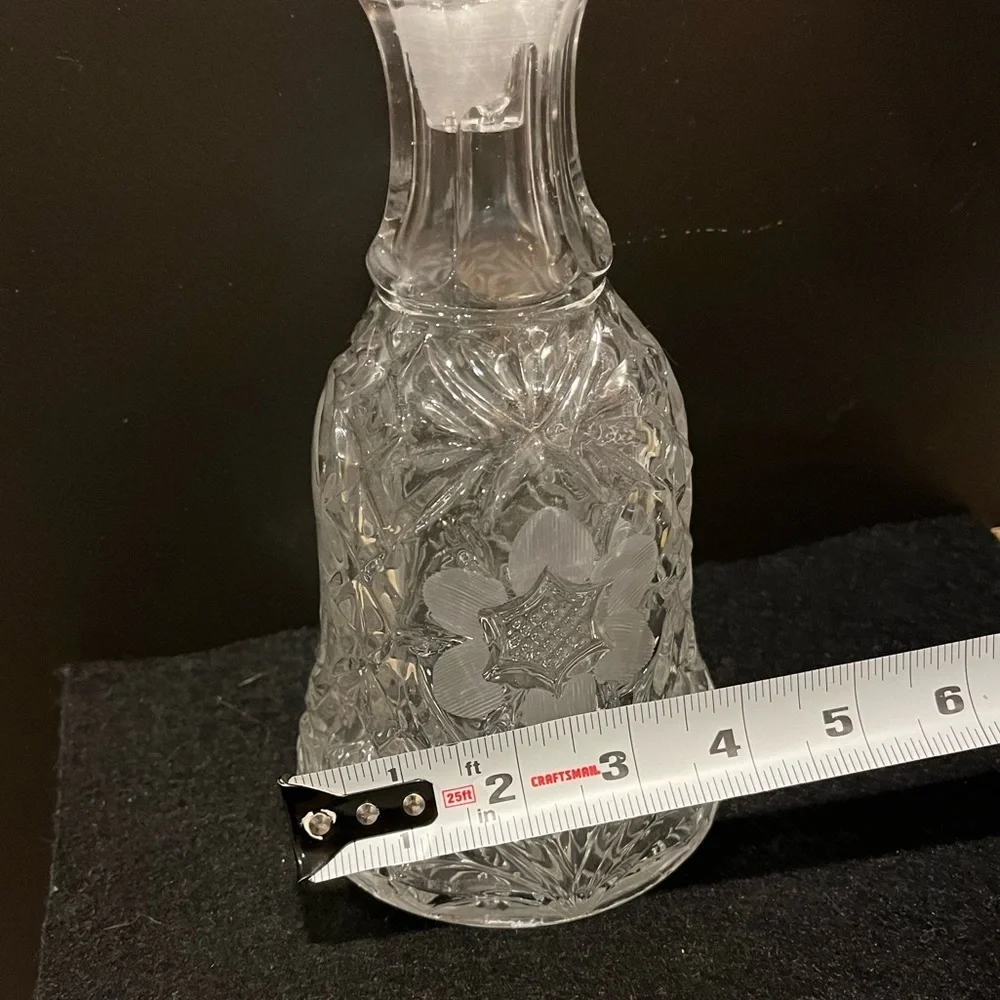 Vintage Cut Crystal Decanter with Stopper Etched Floral Design